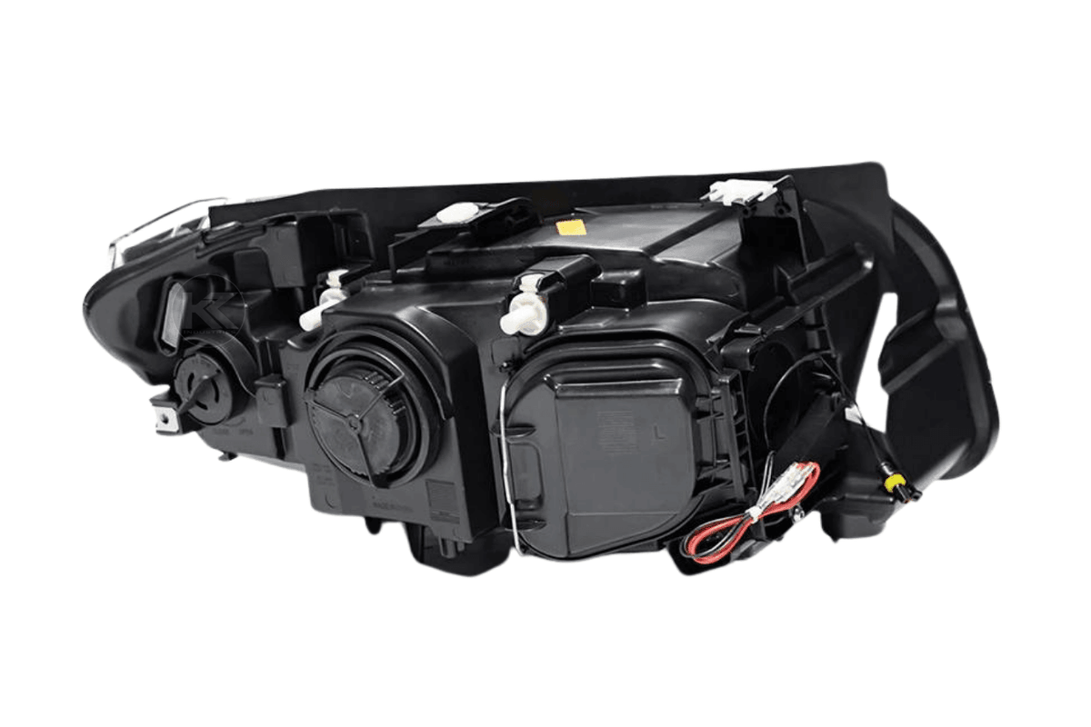 BMW E84 X1 headlights with modern angel eye design, HID Bi-Xenon bulbs, for 2010-2015 models by K2 Industries.