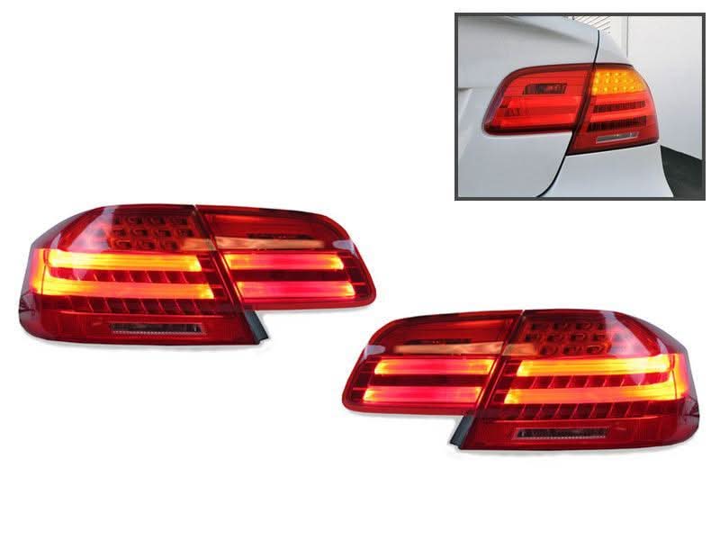 BMW E92 Coupe Euro LCI LED Tail Light set by K2 Industries with wiring, includes 4 tail lights for 2007-2010 models.