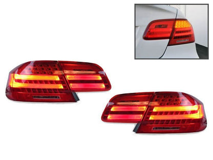 BMW E92 Coupe Euro LCI LED Tail Light set by K2 Industries with wiring, includes 4 tail lights for 2007-2010 models.