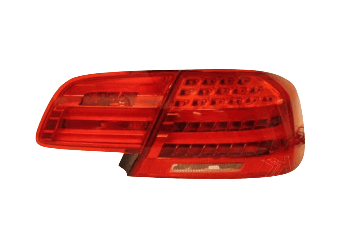 BMW E92 Coupe Euro LCI Look LED tail lights set with wiring, designed for 2007-2010 models by K2 Industries.
