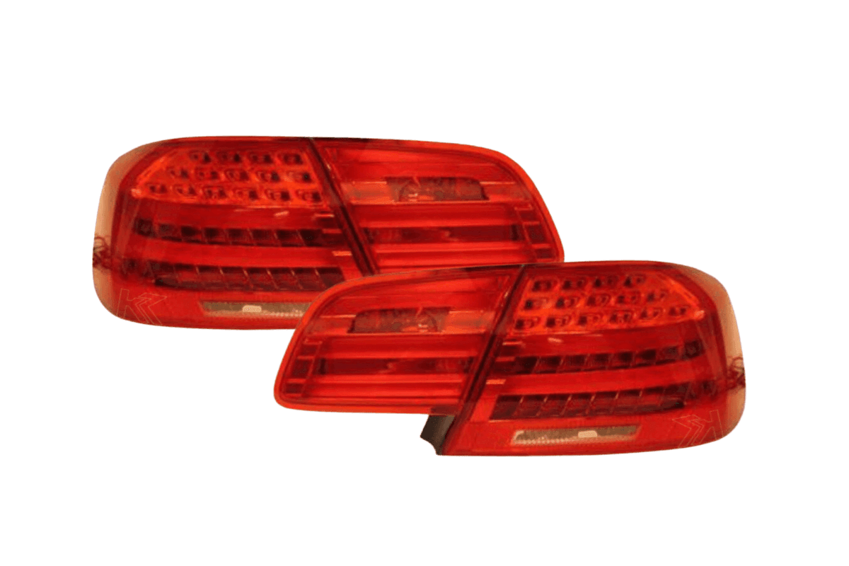 BMW E92 Coupe Euro LCI LED tail lights by K2 Industries, set of 4 with wiring, for 2007-2010 model.