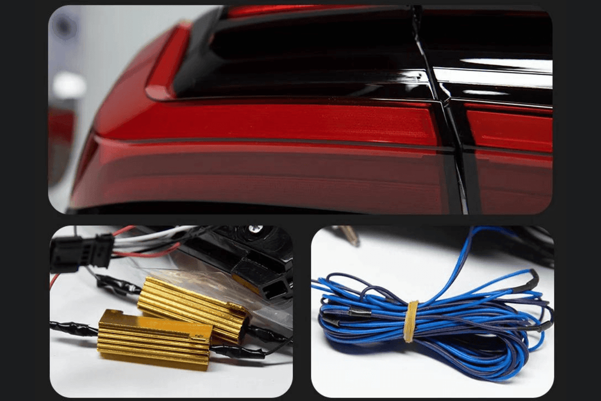 BMW F02 7 Series red LED luxury beam style tail lights by K2 Industries, showing sleek tail light assembly for 2008-2015 models.