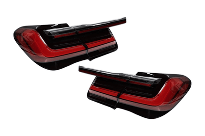 BMW F02 7 Series red LED tail lights by K2 Industries, featuring luxury beam style design for 2008-2015 models.
