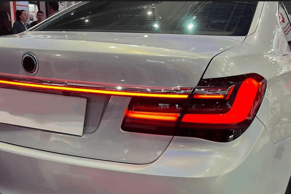 BMW F02 7 Series red LED luxury beam style tail lights by K2 Industries, showing sleek, modern tail light design for 2008-2015 models.