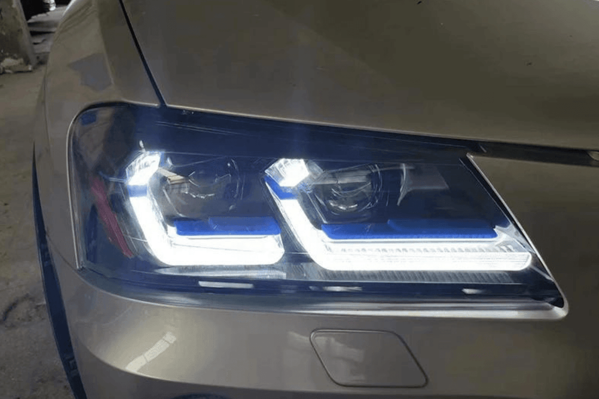 BMW F25 X3 LED headlights by K2 Industries, modern style for pre-LCI models (2010-2013), showing sleek headlight design.