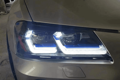 BMW F25 X3 LED headlights by K2 Industries, modern style for pre-LCI models (2010-2013), showing sleek headlight design.