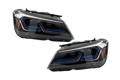 BMW F25 X3 LED headlights by K2 Industries, modern style headlights for 2010-2013 BMW X3 with sleek design and bright illumination.