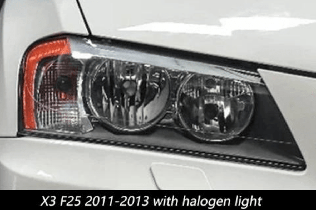 BMW F25 X3 LED headlights by K2 Industries, modern style, designed for 2010-2013 models, featuring sleek, bright LED lighting.