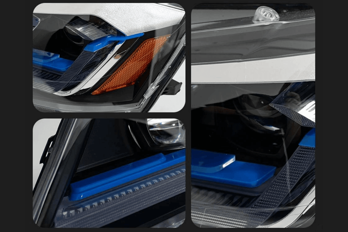 BMW F25 X3 2010-2013 modern style LED headlights by K2 Industries, showcasing sleek design and bright illumination.