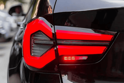 BMW F25 X3 LED tail lights in Next Gen LCI style by K2 Industries, showing sleek red and clear lens design for 2010-2017 models.
