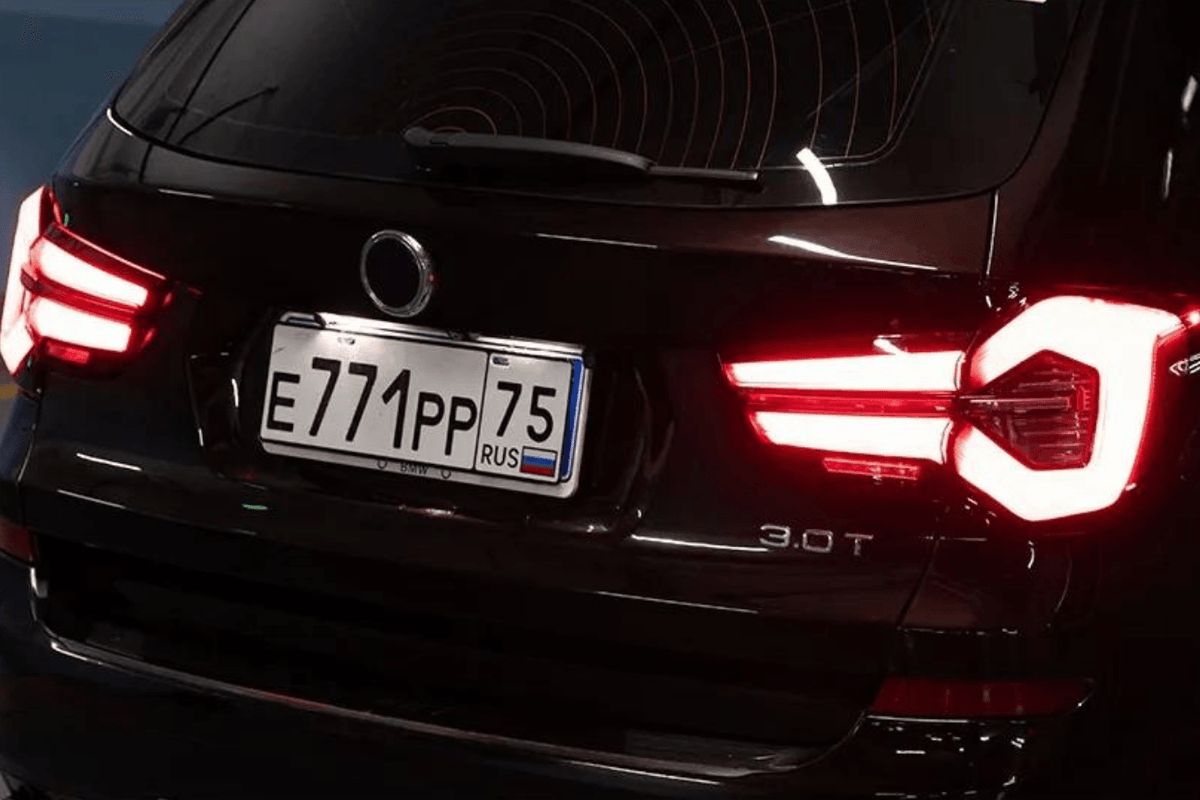 BMW F25 X3 Next Gen LCI style LED tail lights by K2 Industries, rear view showing sleek design for 2010-2017 models.