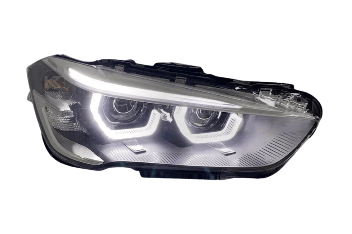 BMW F48 X1 modern style headlights upgrade by K2 Industries, showing sleek headlight design for 2016-2020 models.
