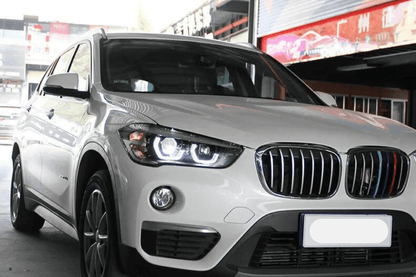BMW F48 X1 modern style headlights upgrade by K2 Industries, showing sleek headlight design for 2016-2020 model.