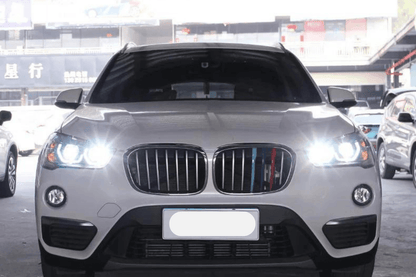 BMW F48 X1 headlights upgrade by K2 Industries featuring modern style design, for models 2016-2020, with sleek LED elements visible.