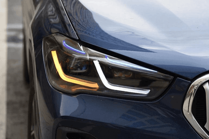 BMW F48 X1 modernized headlight upgrade by K2 Industries, featuring sleek design and improved lighting for 2016-2020 models