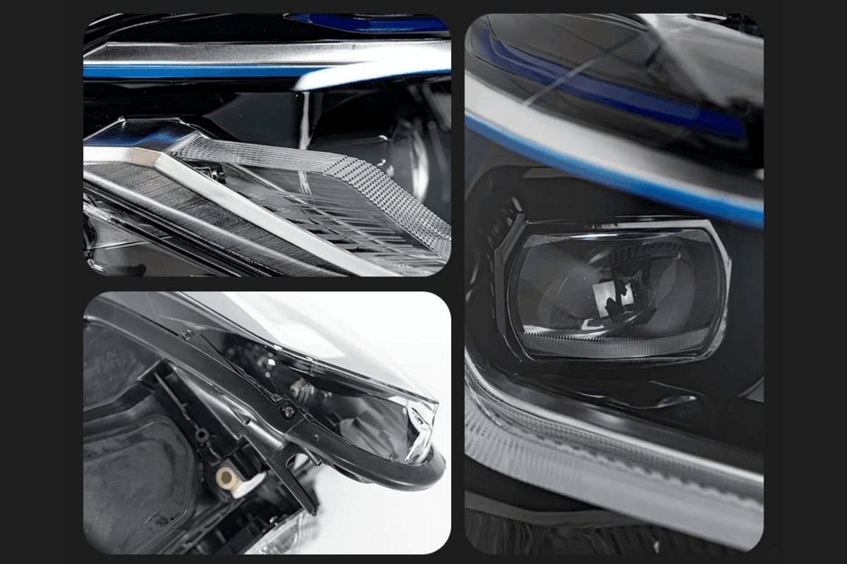 BMW F48 X1 modernized headlights by K2 Industries, upgrade for 2016-2020 model, featuring sleek design and improved illumination.