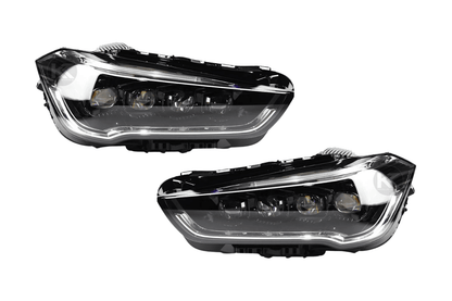 BMW F48 X1 Multi-Beam LED Headlight Upgrade by K2 Industries, showing the sleek, modern LED headlights for 2016-2020 model.