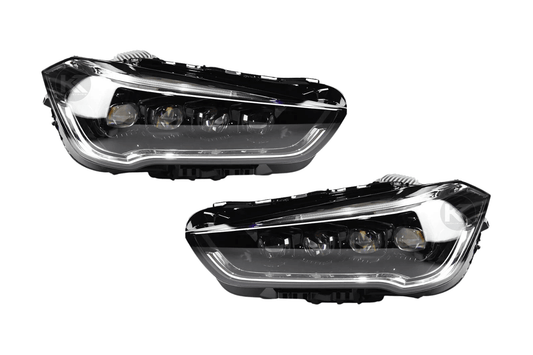 BMW F48 X1 Multi-Beam LED Headlight Upgrade by K2 Industries, showing the sleek, modern LED headlights for 2016-2020 model.