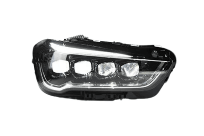 BMW F48 X1 Multi-Beam LED Headlight Upgrade by K2 Industries, showing a sleek car headlight with multi-beam LED technology.