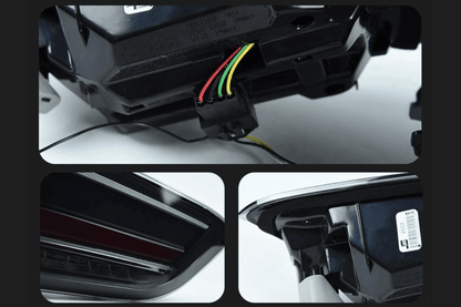 BMW F48 X1 tail light update by K2 Industries, red and smoked variants, for models 2016-2022, showing close-up of rear vehicle lighting.