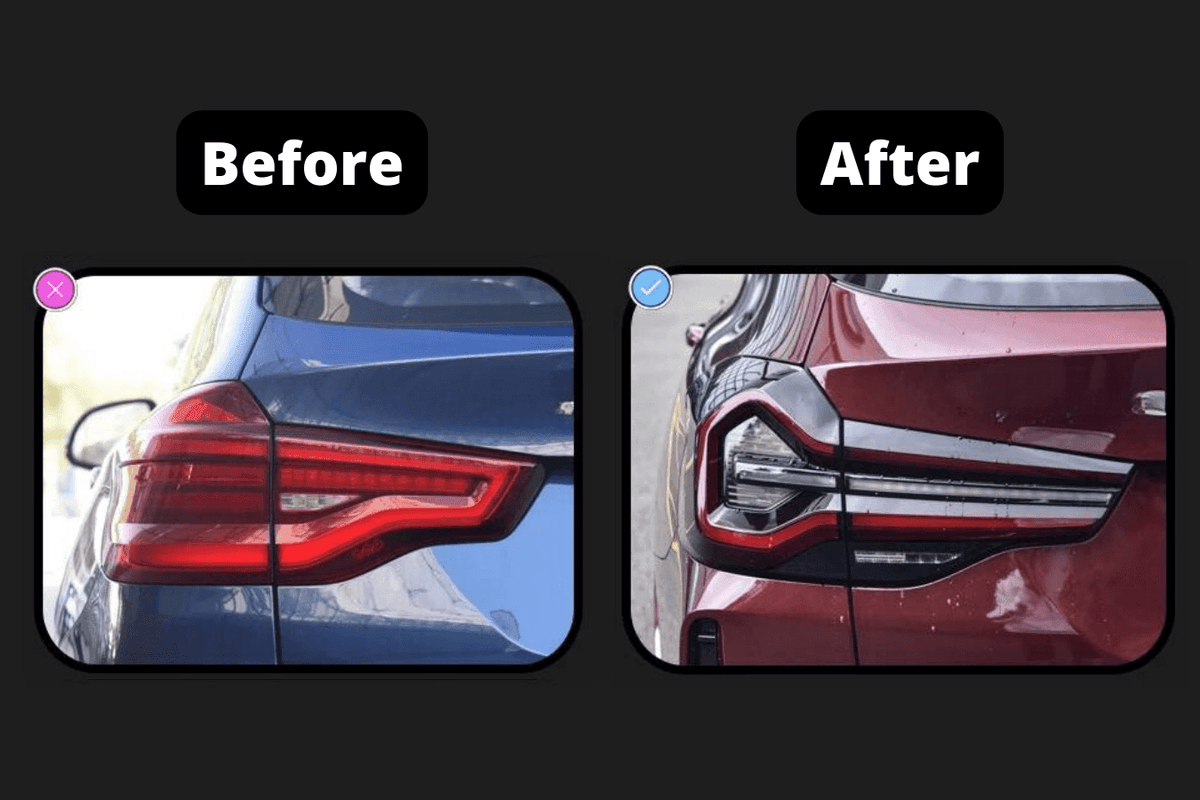 BMW G01 G08 X3 IX3 Blackline LCI Style LED tail lights by K2 Industries, featuring sleek black design and modern LED illumination.