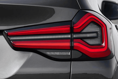 BMW G01 G08 X3 IX3 Blackline LCI Style LED tail lights by K2 Industries, showing sleek black design with LED illumination.