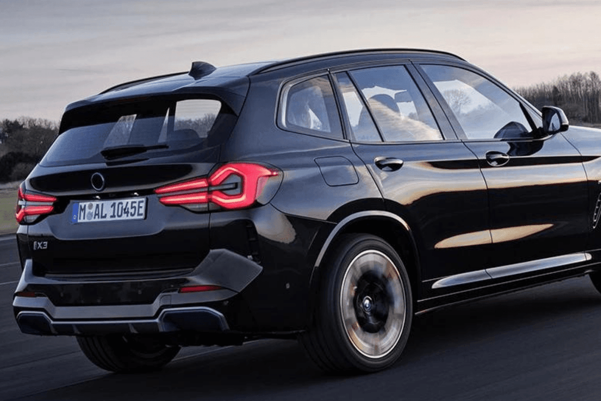 BMW G01 G08 X3 IX3 Blackline LCI style LED tail lights by K2 Industries, showing sleek black design and LED illumination.
