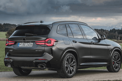 BMW G01 G08 X3 IX3 Blackline LCI style LED tail lights by K2 Industries showing sleek black housing and modern LED design.