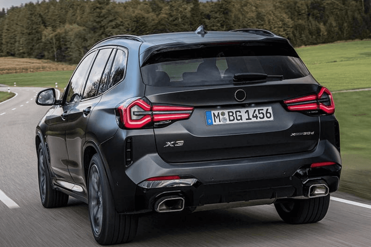 BMW G01 G08 X3 IX3 Blackline LCI style LED tail lights by K2 Industries, showing sleek black finish and modern lighting design.