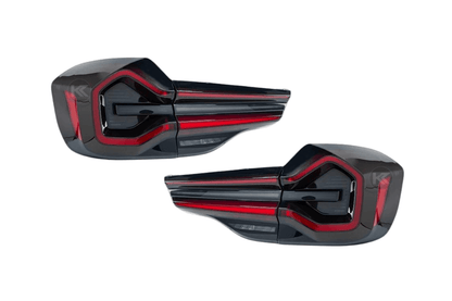 BMW G01 G08 X3 IX3 Blackline LCI style LED tail lights by K2 Industries, featuring sleek black finish and modern LED design.