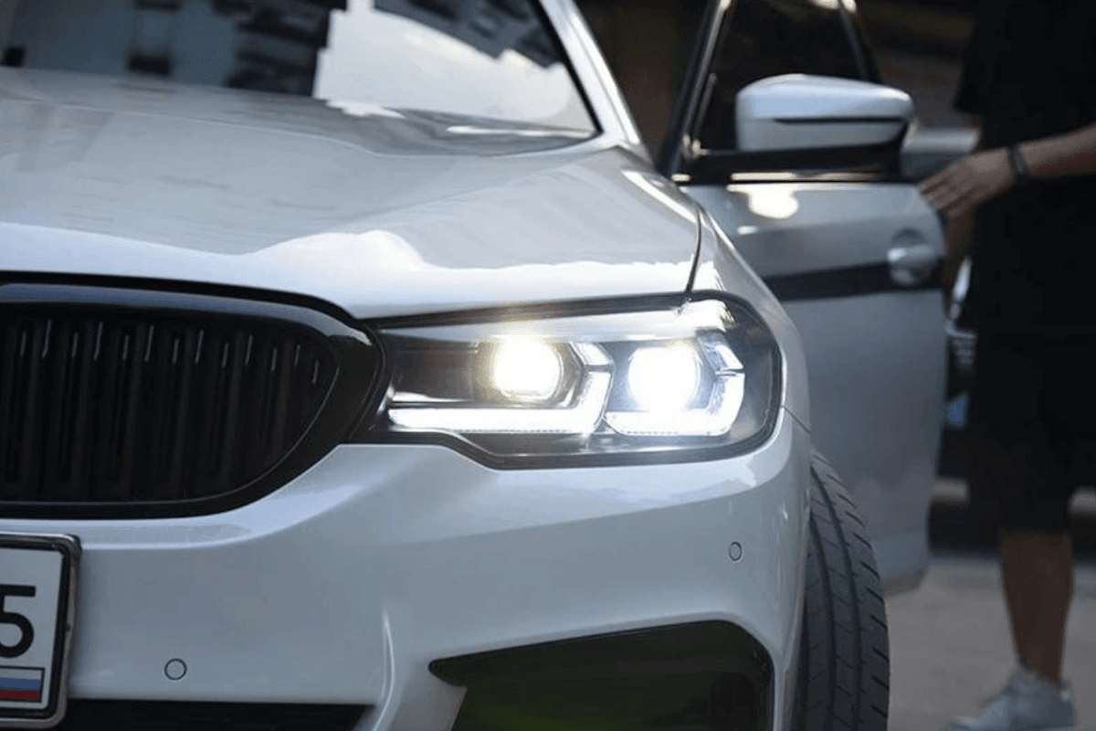BMW G30 5 Series modernized LED headlights upgrade by K2 Industries, showcasing sleek, bright headlight design for 2017-2023 models.