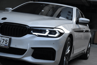 BMW G30 5 Series modernized LED headlights upgrade by K2 Industries, showcasing sleek, bright headlights for 2017-2023 models.