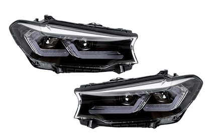 BMW G30 5 Series modernized LED headlights upgrade by K2 Industries, showcasing sleek, bright headlight design for 2017-2023 models.