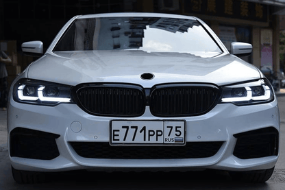 BMW G30 5 Series modernized LED headlights upgrade by K2 Industries, showing sleek, bright headlight design for 2017-2023 models.