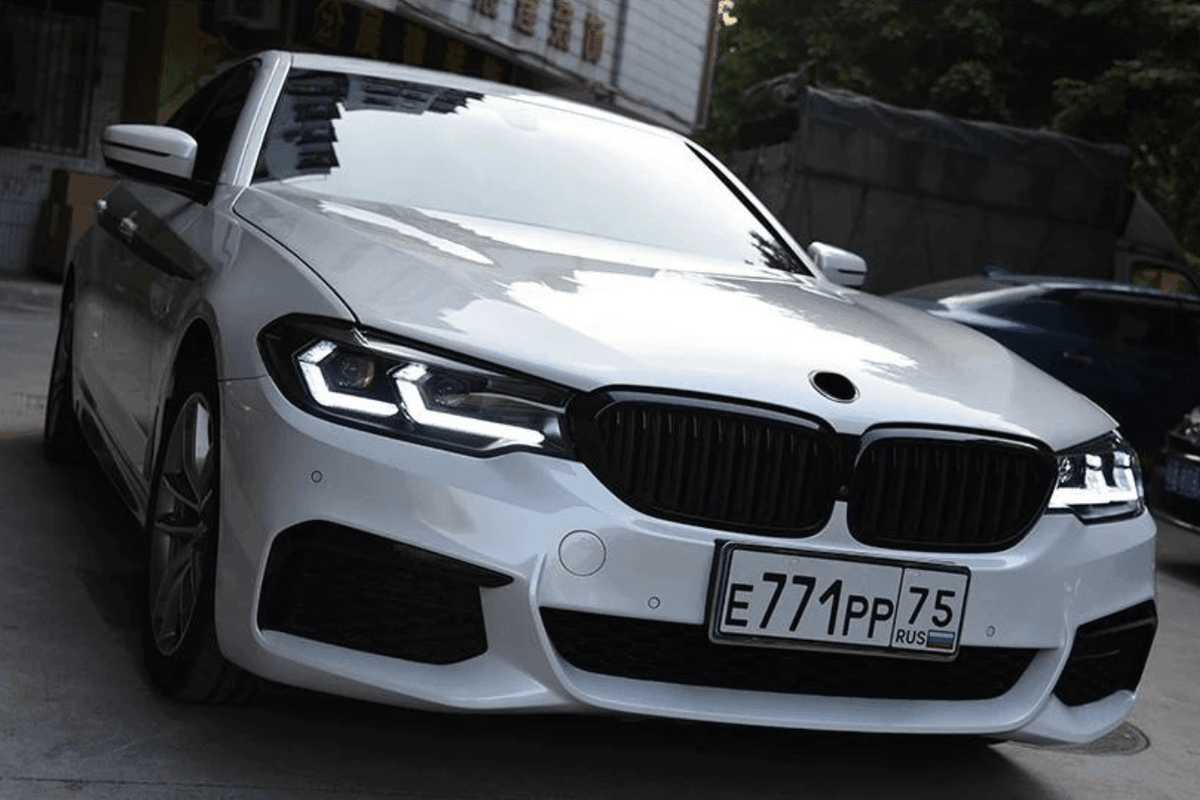 BMW G30 5 Series modernized LED headlights upgrade by K2 Industries, showcasing sleek design and advanced lighting features.