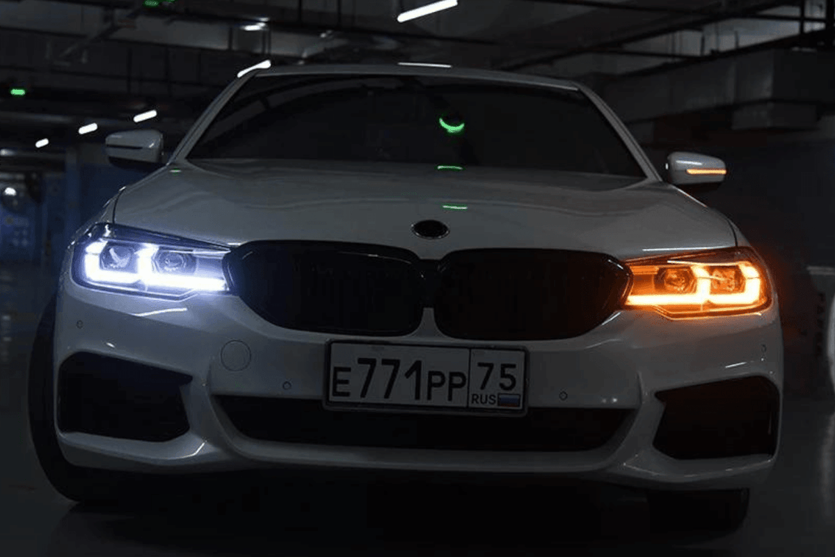 BMW G30 5 Series modernized LED headlights upgrade by K2 Industries, featuring sleek design and bright illumination for 2017-2023.