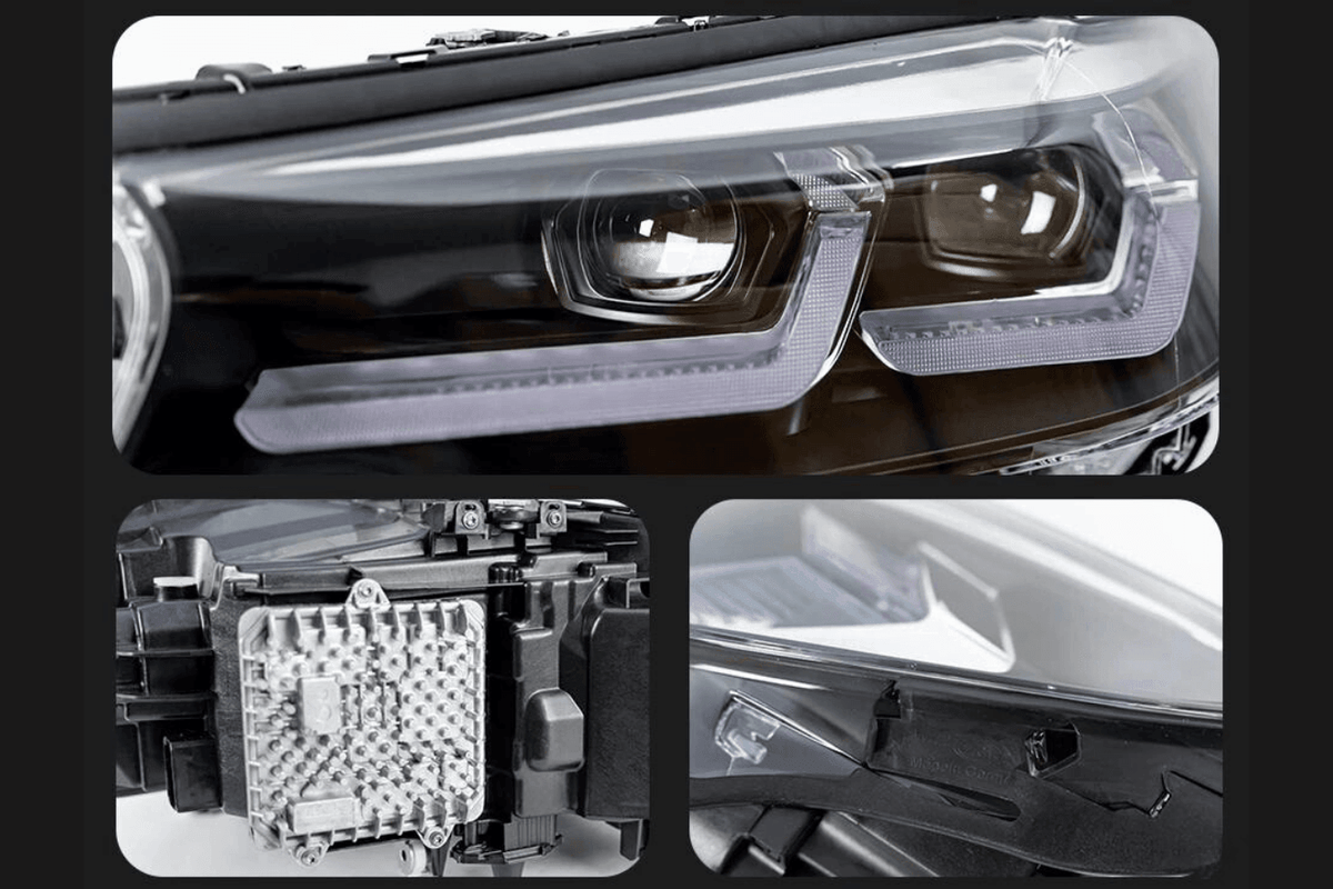 BMW G30 5 Series modernized LED headlights upgrade by K2 Industries, showcasing sleek, bright headlight design for 2017-2023 models.