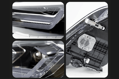 BMW G30 5 Series modernized LED headlights upgrade by K2 Industries, showing sleek design and bright illumination for 2017-2023 models.
