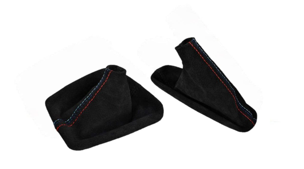 BMW E36 3 Series suede shift and parking brake boot cover, genuine upholstery for manual transmission, fits 1991-2005 models.