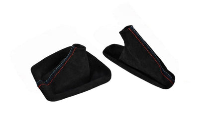 BMW E36 3 Series suede shift and parking brake boot cover, genuine upholstery for manual transmission, fits 1991-2005 models.