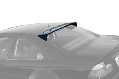 BMW Series 3 E46 HM Coupe roof wing by K2 Industries, rear view showing the aerodynamic spoiler on the car's roof.