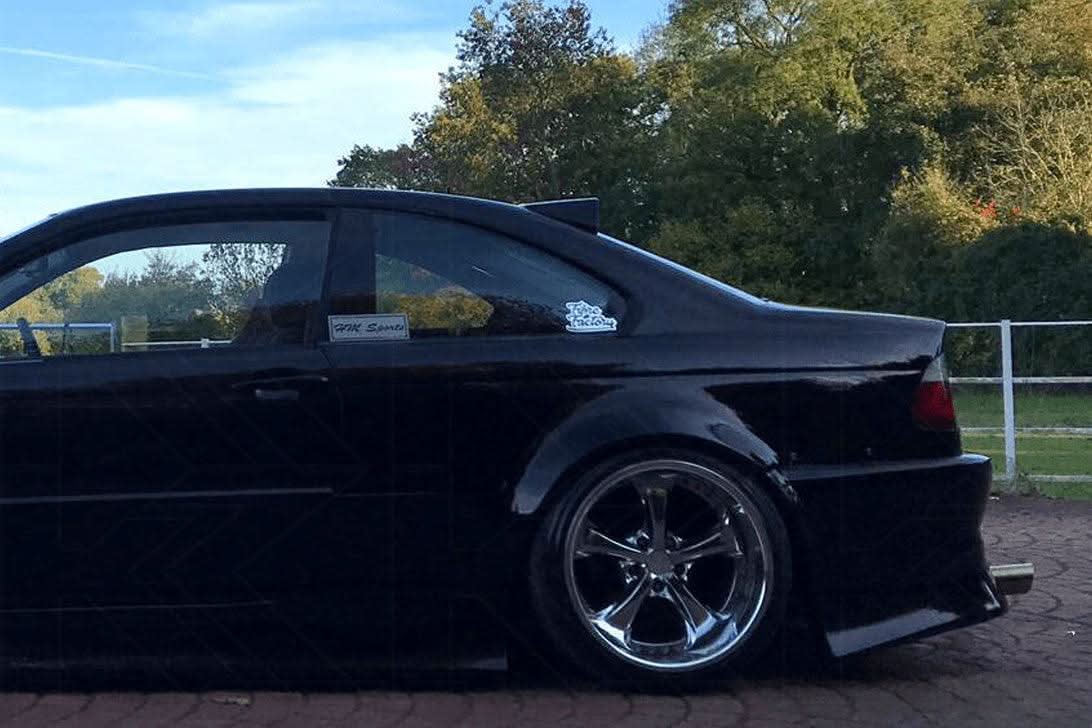 BMW Series 3 E46 HM Coupe roof wing by K2 Industries, aerodynamic rear roof spoiler for 1995-2005 coupe models.
