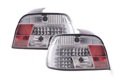BMW Series 5 E39 clear LED tail lights by K2 Industries, showing the sleek, modern design of the tail light assembly for model years 1995-2000.