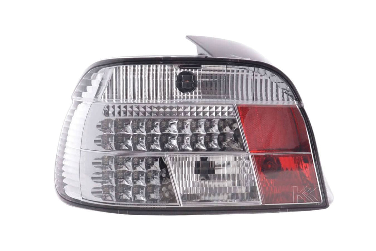 BMW Series 5 E39 clear LED tail lights by K2 Industries, showing sleek, modern tail light design for 1995-2000 model.