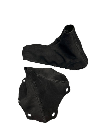BMW F30 M4 Competition shift and handbrake boot cover set in genuine leather and suede by JTS Custom Upholstery.