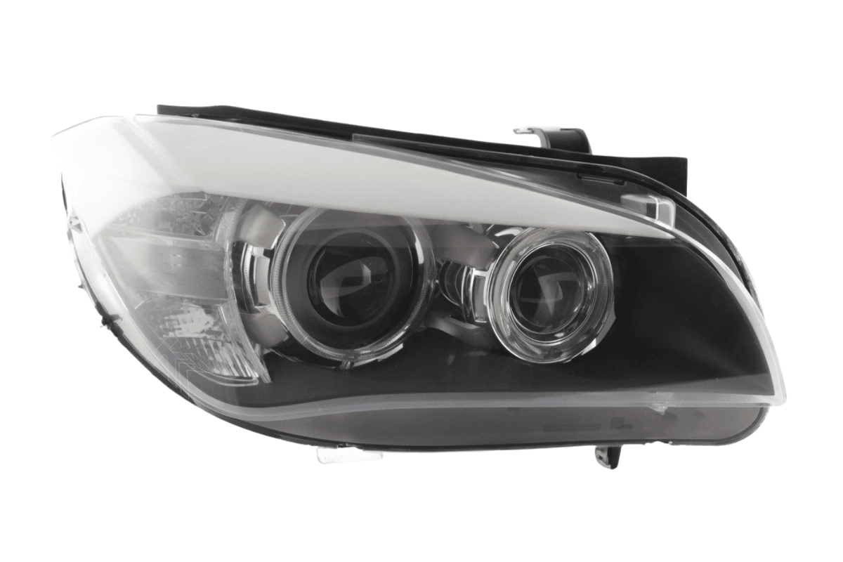 BMW X1 E84 LED Angel Eye Headlights by K2 Industries, for 2009-2012 models, featuring bright circular LED rings.