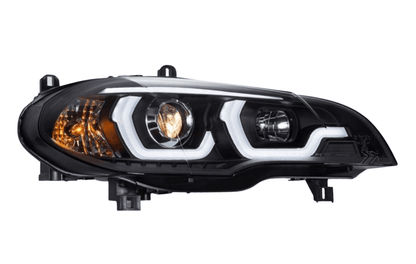 BMW X5 E70 headlights by K2 Industries, 3D design headlamps for 2007-2013 model with modern styling and clear lens.