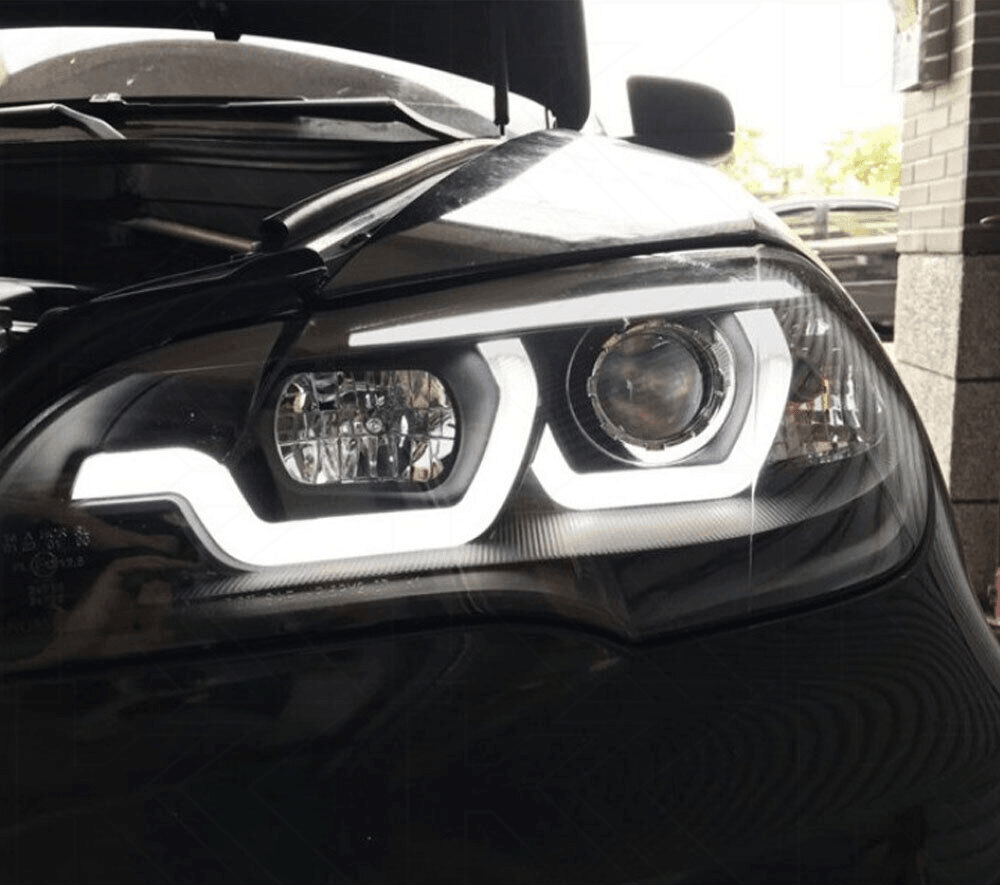 BMW X5 E70 3D Design headlights by K2 Industries, for model years 2007-2013, showing the sleek headlight assembly.