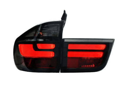 BMW X5 E70 LCI style LED tail light by K2 Industries, rear vehicle lighting for 2007-2012 model with distinctive LED design.