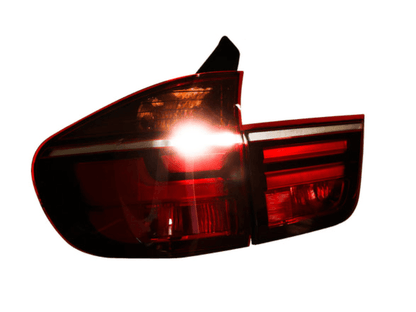 BMW X5 E70 LCI style LED tail light by K2 Industries, rear lighting assembly for 2007-2012 model.